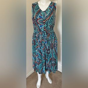 Charter Club A line Colorful Paisley Dress Size 0X, EUC